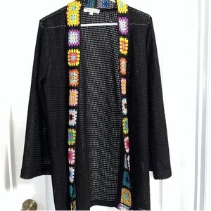Rebellion Black Cardigan with Multicolor Accents